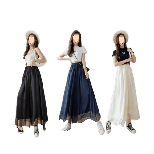 Cotton Snow Large Swing Leg Pants 2025 Summer Elegant Dress Pants Apricot and Black Sheer and Flowing