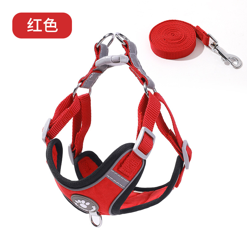 Correa de pecho de tracción para mascotas deerskin terciopelo reflectante a prueba de explosiones correa de pecho perro fuera de tracción ventas directas de fábrica en stock