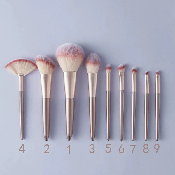 9 champagne color brush sets