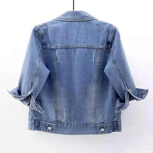 Women's Short Sleeve Denim Jacket - Spring and Autumn Season New Arrival, Korean Style, Fitted and Slimming, Open-Front Blazer, Versatile Top, In Stock