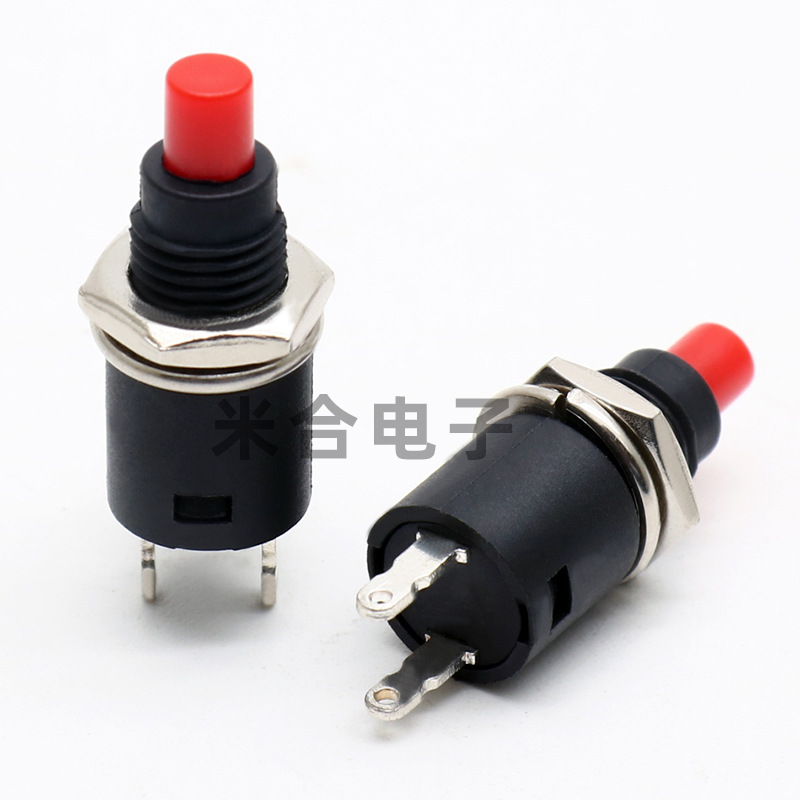 点动按通开关 门铃喇叭7mm小型按钮开关红绿 DS-314 无锁自复位