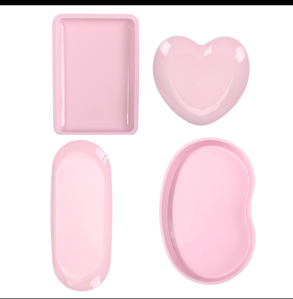 Four-Piece Stainless Steel Tray Set, Jewelry Storage Tray, Cosmetic Tray, Metal Plate Set, Nail Storage Box