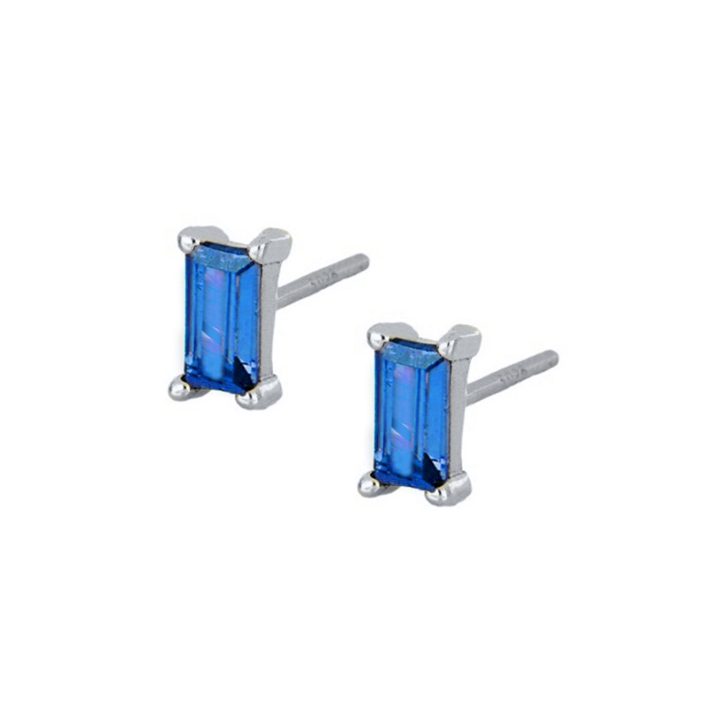 Europe And America Cross Border Sterling Silver Needle Multi-color Zircon Stud Earrings Women's Simple Small Square Fashion All-match Silver Ear Studs display picture 11