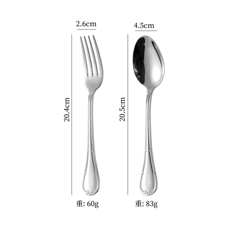 304ステンレス高級レストランホテルの局部金メッキ辺西食器精品ナイフスプーンフォークスプーン|undefined
