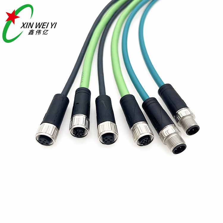 M12 Circular Connector A/D/Y/X Coding Industrial Camera Ethernet Connector Drag Chain Cable with Shielding