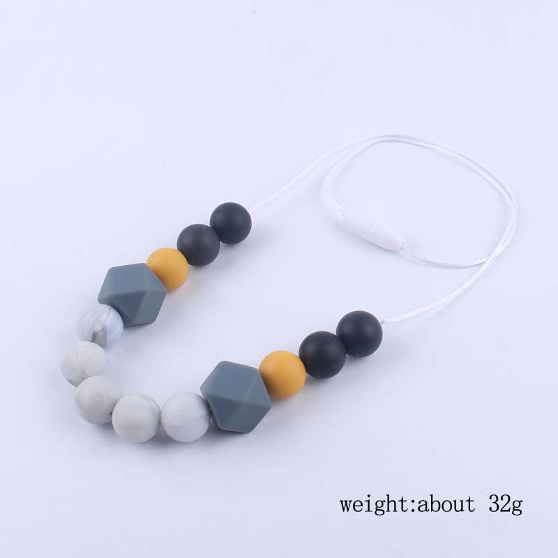 Nueva silicona grande octogonal molar mordedor collar infantil mordedura teether palo masticable colgante collar