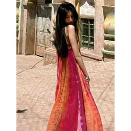 扎染连衣裙女海边度假连衣裙民族风云南旅行怎么穿旅游穿搭女装