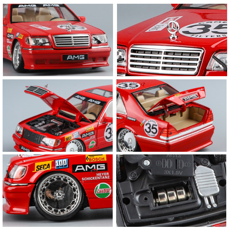 Modelo de coche de aleación Weili 1:24 coche clásico cabeza de tigre Ben versión modificada con sonido y luz modelo de sonido de coche de juguete deslizante