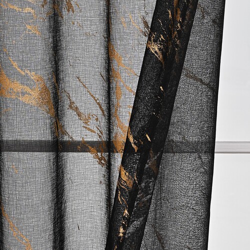 TEMU dropshipping Full Multilayer Gold-foil Marble Window Screen with Grommets Semi-Darkening Curtain Sheer