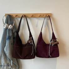 跨境时尚简约腋下包包女2025冬新款麂皮绒单肩包韩版大容量托特包