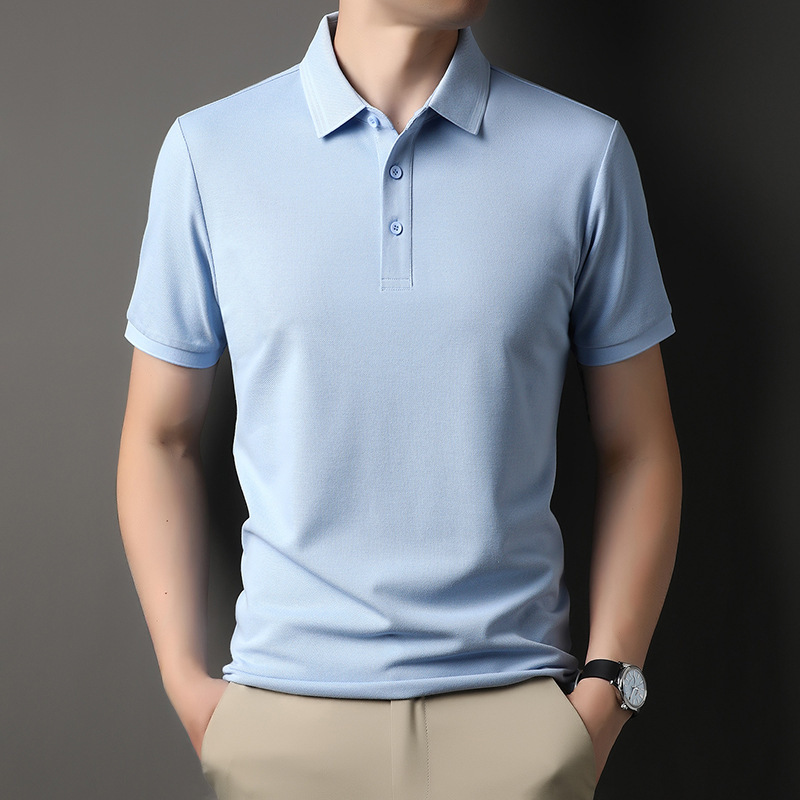 Black Stylish Slim-Fit Comfortable Lapel Short-Sleeve T-Shirt for Men, New Summer Business Casual Polo Shirt Trend Black Stylish Slim-Fit Comfortable Lapel Short-Sleeve T-Shirt for Men, New Summer Business Casual Polo Shirt Trend