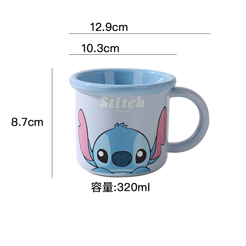 Disney Pooh Stitch Ceramic Baby Ensalada linda para niños Té de la tarde Disco reductor de grasa Disco de tres comparticiones