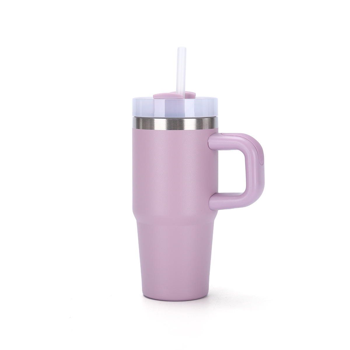 Taza térmica de vacío doble de 14 oz con pajita y asa, para auto image 8