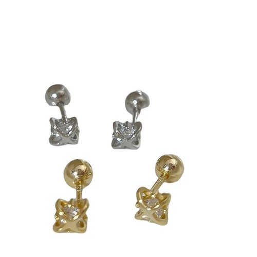  New Diamond-Embedded Cross Star Screw Ear Cuff for Pierced Ears, Extremely Sparkling