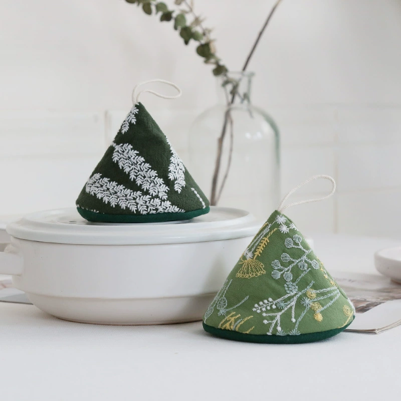 Вышитая в японском стиле хлопковая и льняная кухонная теплоизоляционная крышка от ожогов ручка для кастрюли свежая пастырская Крышка для кастрюли куртка прямые продажи с фабрики