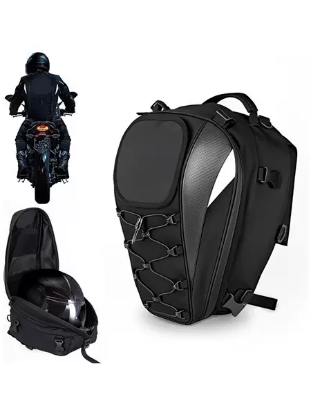 In-Stock Motorcycle Rear Helmet Bag, Large Capacity Riding Bag, Travel Backpack, Waterproof Tail Bag, Rider Gear