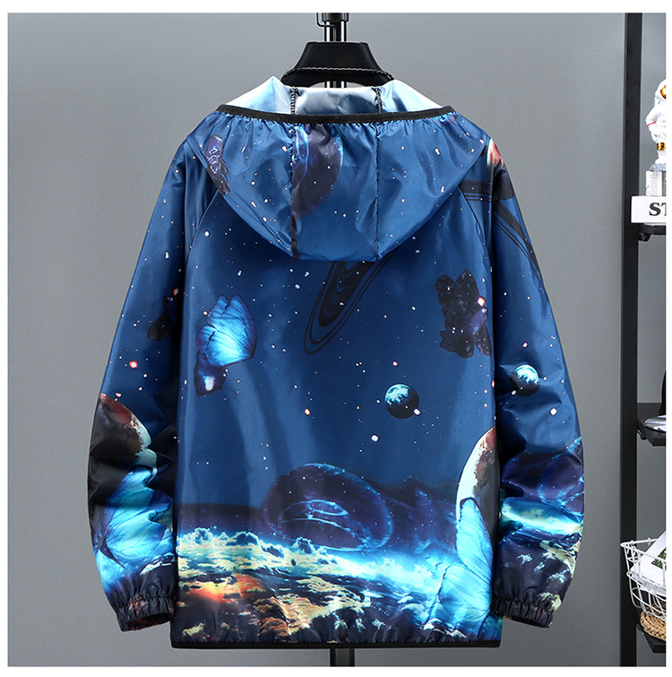 Summer new 2024 trend thin breathable sunscreen clothes for men gradual starry sky plus size skin coat