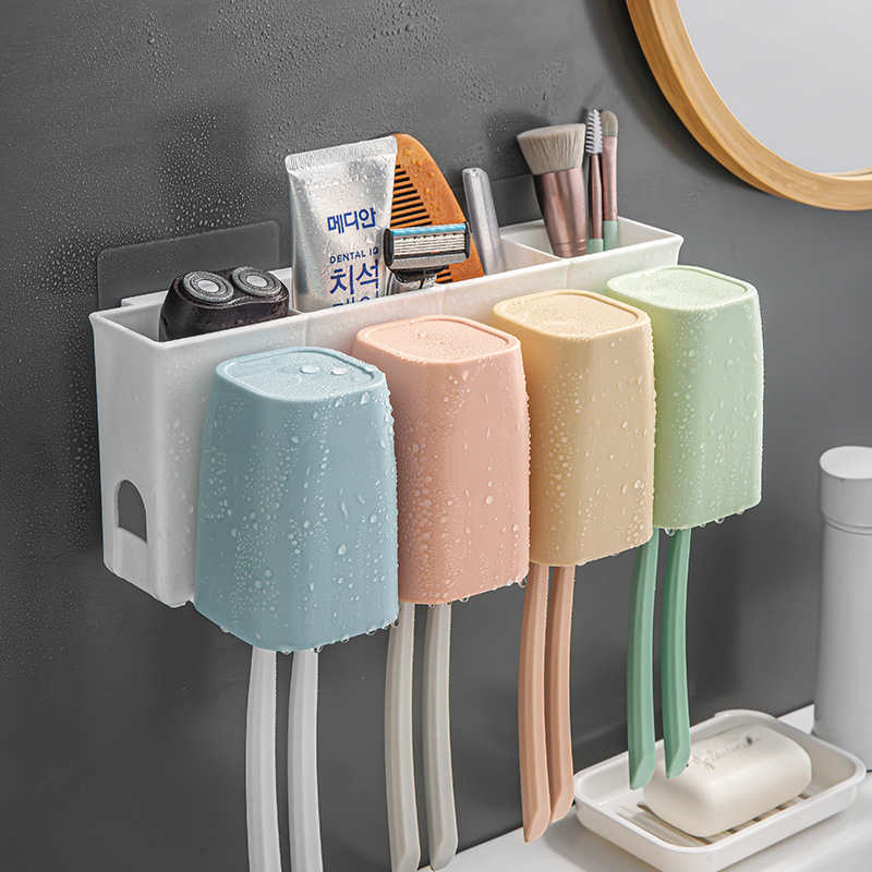 Cepillo de dientes titular de baño ponche-libre de cuatro boca taza de lavado creativo Red rojo cepillo de dientes titular de la taza ponche-traje libre