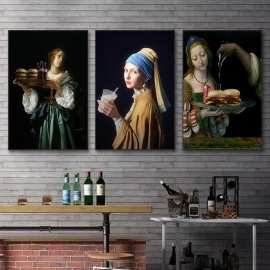 女性肖像海报厂家批发跨境电商Temu希音无框挂画帆布画芯