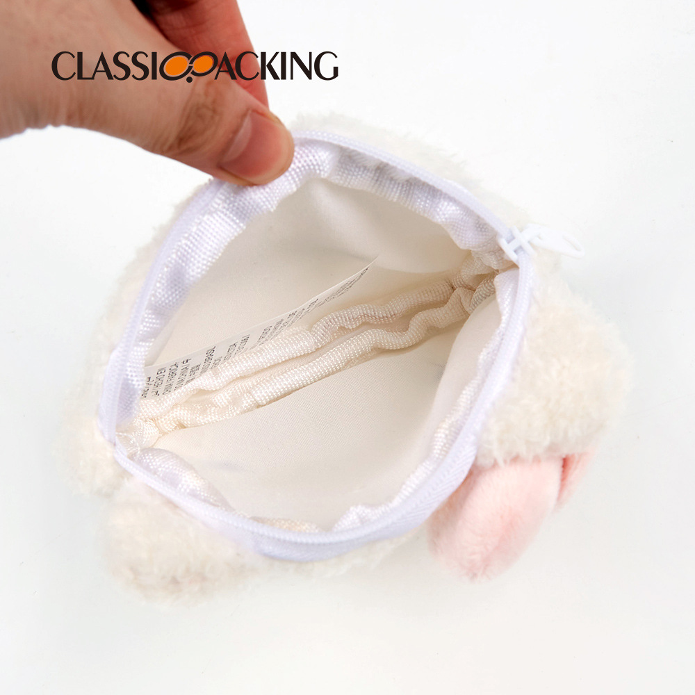 Bolsa de almacenamiento portátil de material de felpa monedero de corazón de niña multifuncional de embrague de dibujos animados con diferentes patrones