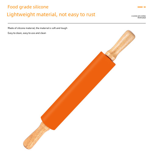 Silicone rolling pin kitchen roller dough roller beech non-stick food flour roller dumpling skin bread skin pasta roller