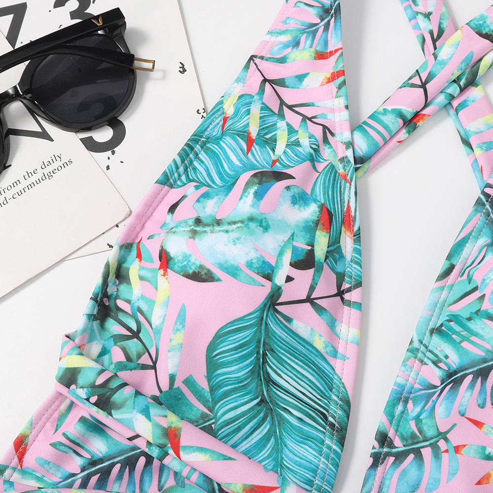 182g Weight Sleeveless Sleeve Length Spandex, Polyester Fabric Type Swimming Occasion Ditsy Floral Pattern Women'S Gender Gradient Color, Pink, Red, Green Color Strappy Printed One-piece Sexy Swimsuit 2