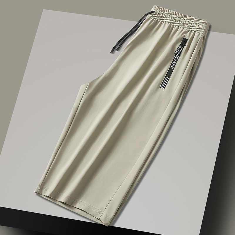 Pantalones de seda helada de verano para hombre, talla europea, talla grande, de secado rápido, informales, transpirables para deportes al aire libre, comercio exterior.