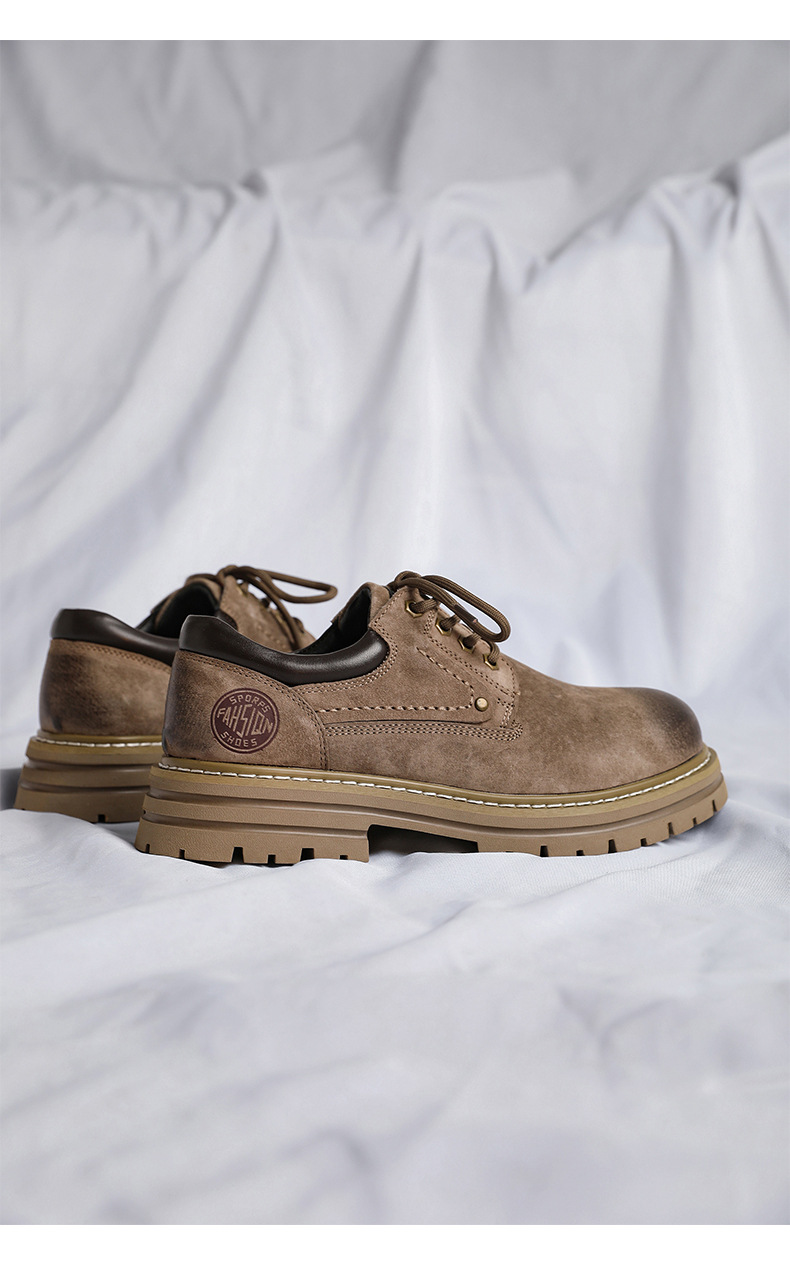 British Men's Leather Chukka Boots Thick Sole Comfortable Shoes_voghion.com