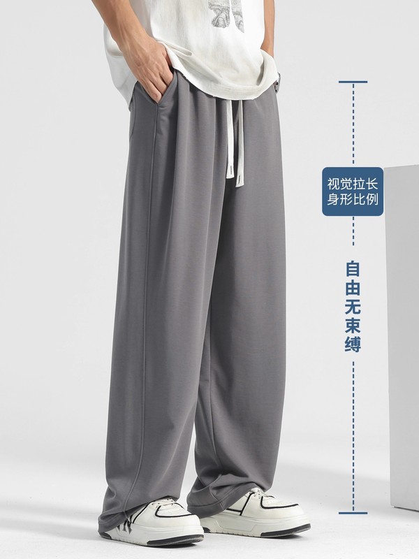 垂感直筒裤子男款春秋男裤2025新款秋季阔腿卫裤运动男士休闲长裤|undefined