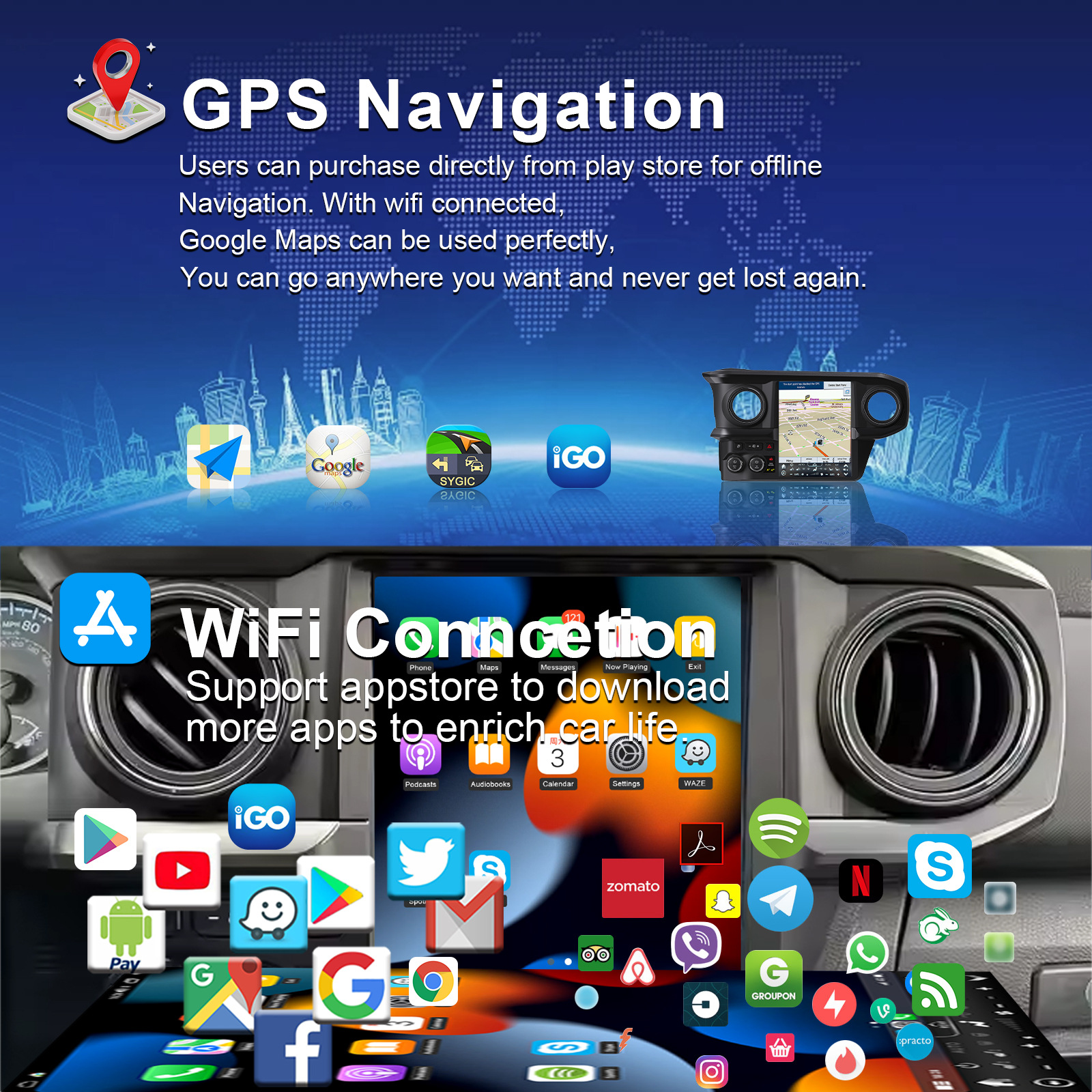 Tacoma/Hilux 2016-2023 Made in Usa Central Control Android Large-Screen Navigator Car Gps