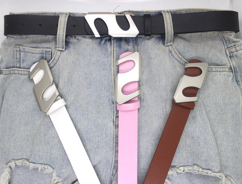 Trendy new English letter S buckle belt, jeans, skirt, accessories, fashionable and versatile personalized belt factory