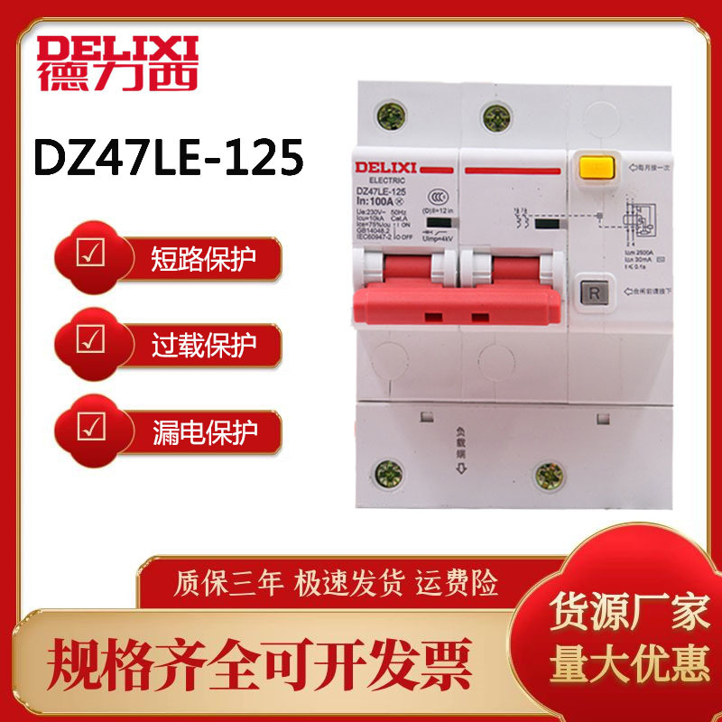 West Germany Air opening Electric leakage protect DZ47LE-125 household 100 Safe 2P Air switch Circuit breaker Leakage protection