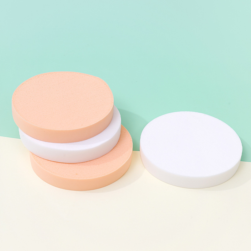 Fábrica de polvo redondo plano personalizado no comer polvo no látex cosmético esponja almohadilla de aire seca y húmeda al por mayor transfronteriza