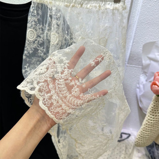 Lace Sheer Skirt with Heavy Embellishments, Ins-Style Hem Lace Trim, Short-Sleeve Base Versatile Mid-Length Skirt