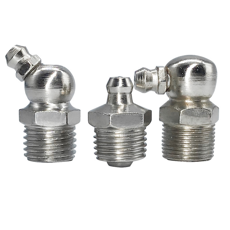 Nickel-plated copper-plated grease nozzle iron grease nozzle m6m8m10 straight curved grease nozzle set straight curved grease nozzle