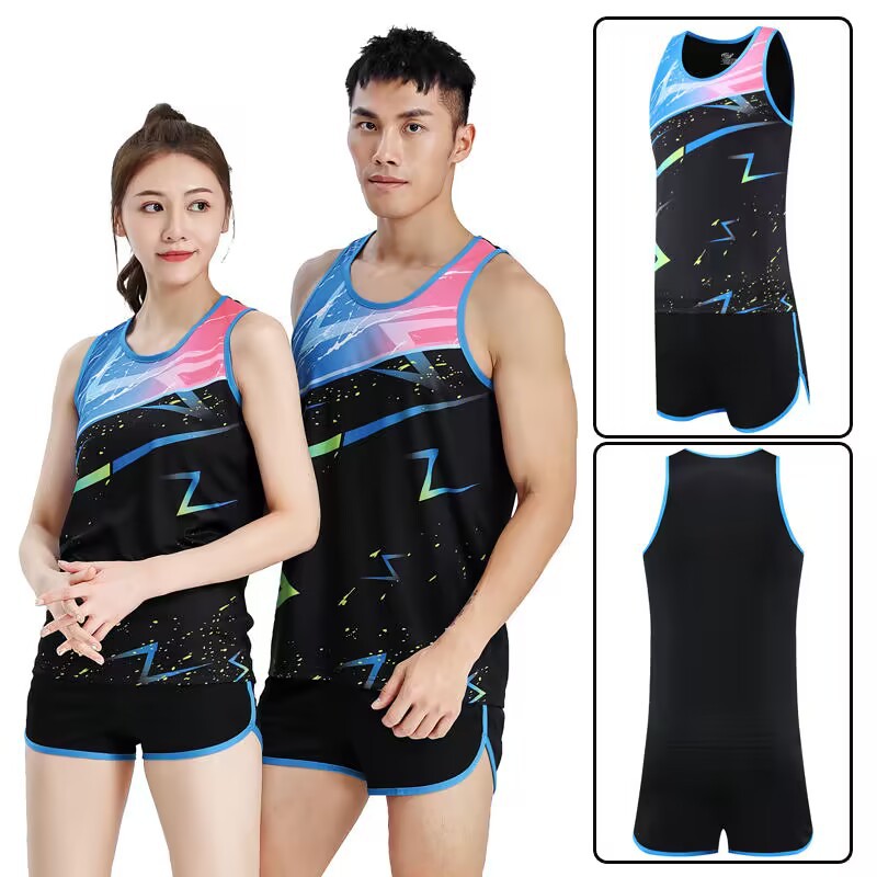 Ensemble de sport pour homme et femme, gilet et short de marathon, entraînement de vitesse, survêtement, compétition, sprint, course à pied_voghion.com