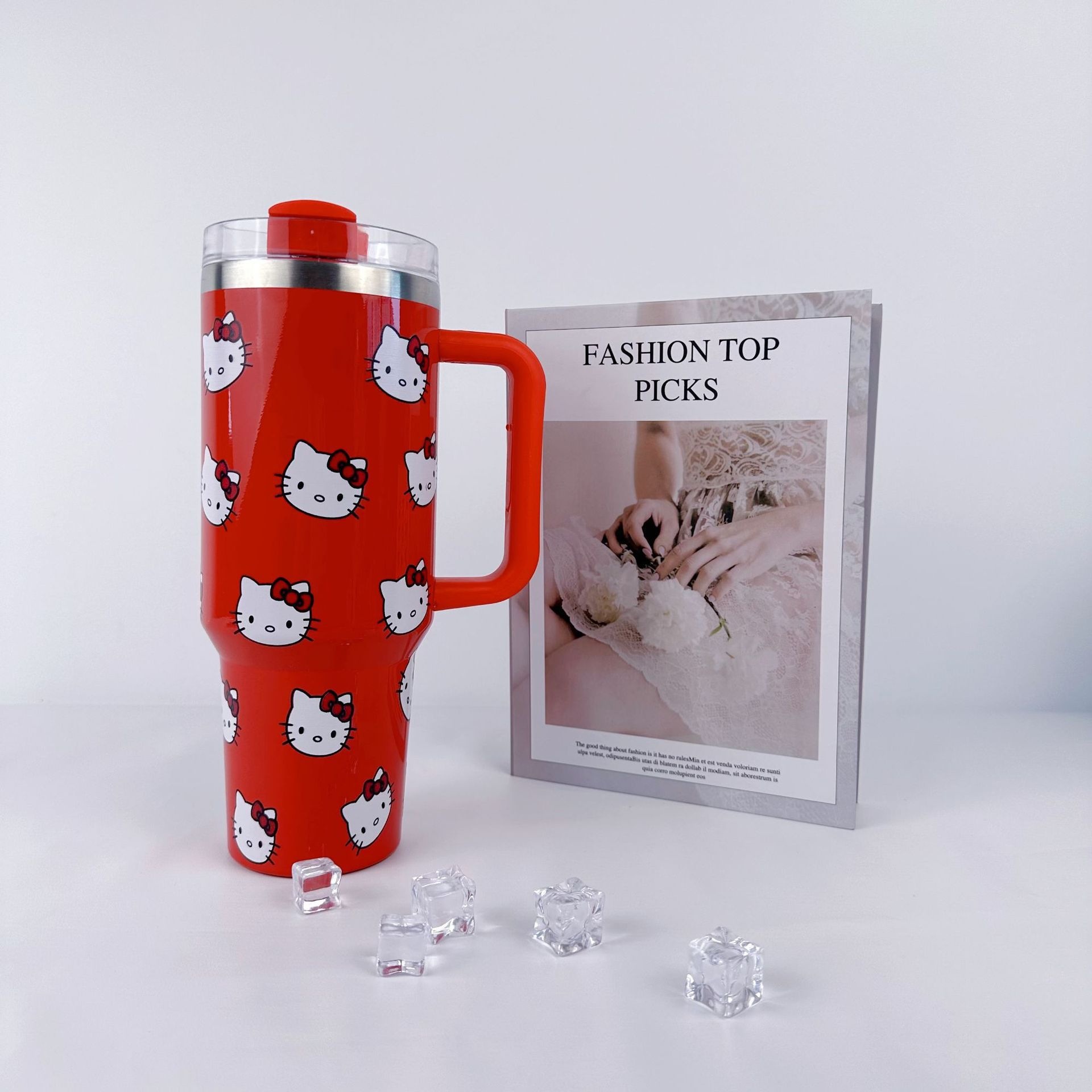 TEMU Cross-Border 40oz Icemaster Cup acero inoxidable kt gato caricatura taza caliente de gran capacidad portátil taza de automóvil