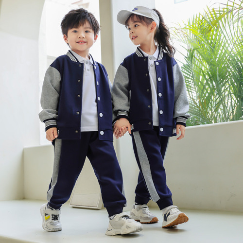 School uniform set for spring and autumn, pure cotton purple British college style baseball uniform for primary and secondary school students, class uniform, kindergarten children's uniform