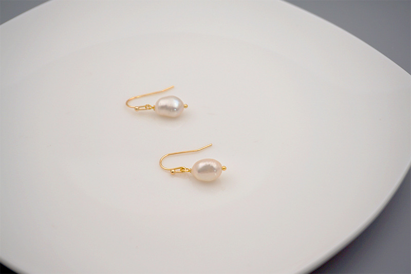 Fashion Irregular Pearl Titanium Steel Copper Drop Earrings 1 Pair