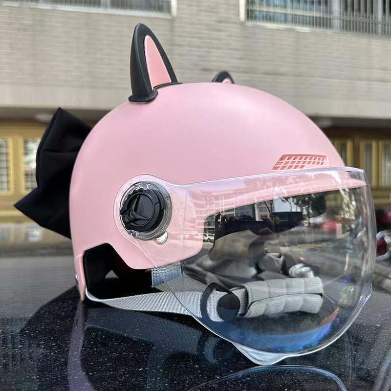 Casco de coche eléctrico con lazo, lindo y divertido para mujer, coche de batería certificado 3c, casco de conducción, universal para todas las estaciones image 4