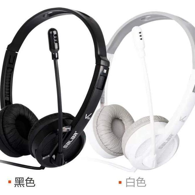 Salar/声籁 V38V电脑耳机带麦克风 单孔笔记本 立体声头戴式耳机