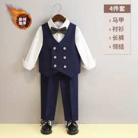 加绒加厚男童小西装套装2026冬季儿童摄影走秀西服小童花童婚礼