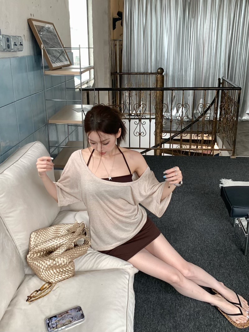 韩系灰色高级感宽松显瘦短袖T恤女夏季纯欲设计感小众别致小上衣