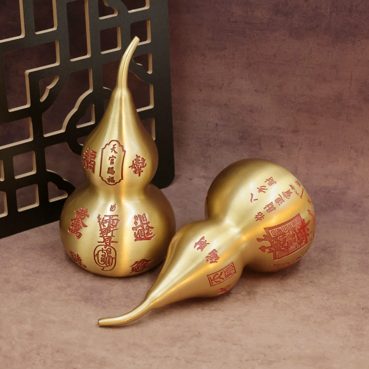 Латунное украшение в виде тыквы с сокровищами, медная тыква с крышкой, небесное официальное благословение, медная тыква с открытым концом, поделка для украшения дома.