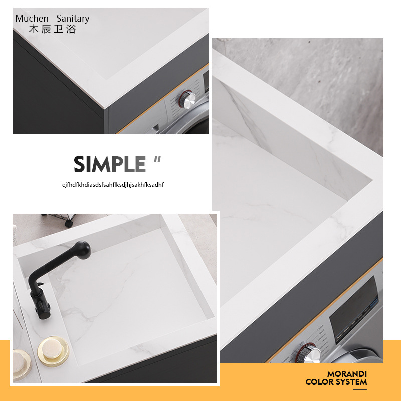 Pequeño apartamento Placa de roca cuenca integrada lavadora lavabo Gabinete integrado combinación balcón lavandería socio armario individual