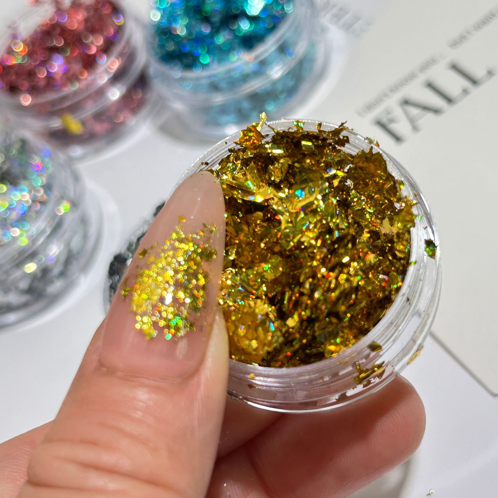 Gold Foil Nail Art Jewelry Gold Foil Fragments Internet Popular Nail Polish Glue Decorative Sticker Sequin E-commerce Cross-border