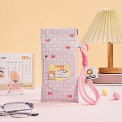 漫画かわいいドーパミンぶら下げ首メガネバッグ女性のポータブルサングラス近視眼鏡眼鏡ぶら下げバッグ