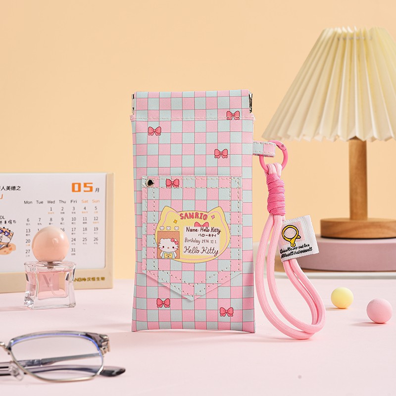 Dibujos animados lindo dopamina cuello colgante bolsa de gafas gafas de sol portátiles para mujer gafas de miopía bolsa colgante de gafas