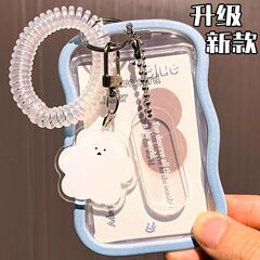 ins卡套透明飯卡套ins高顏值明信片追星立得小紅書彈簧掛件鑰匙扣