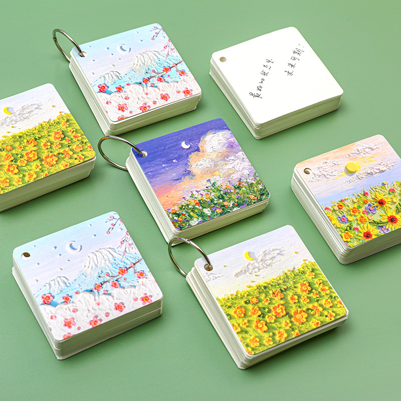 Oil painting landscape hoop book student blank loose-leaf English word book portable message note small notebook note book